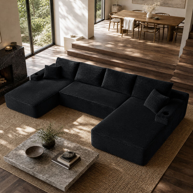 Wesnum U-Shape Cloud Sectional Sofa image number 3