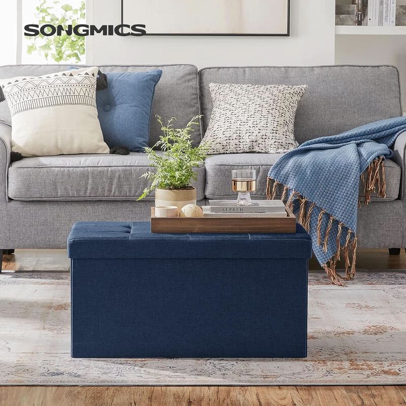 ShipItFurniture 30-Inch Midnight Blue Storage Ottoman - Foldable Bench with 24-Gallon Hidden Storage image number 2