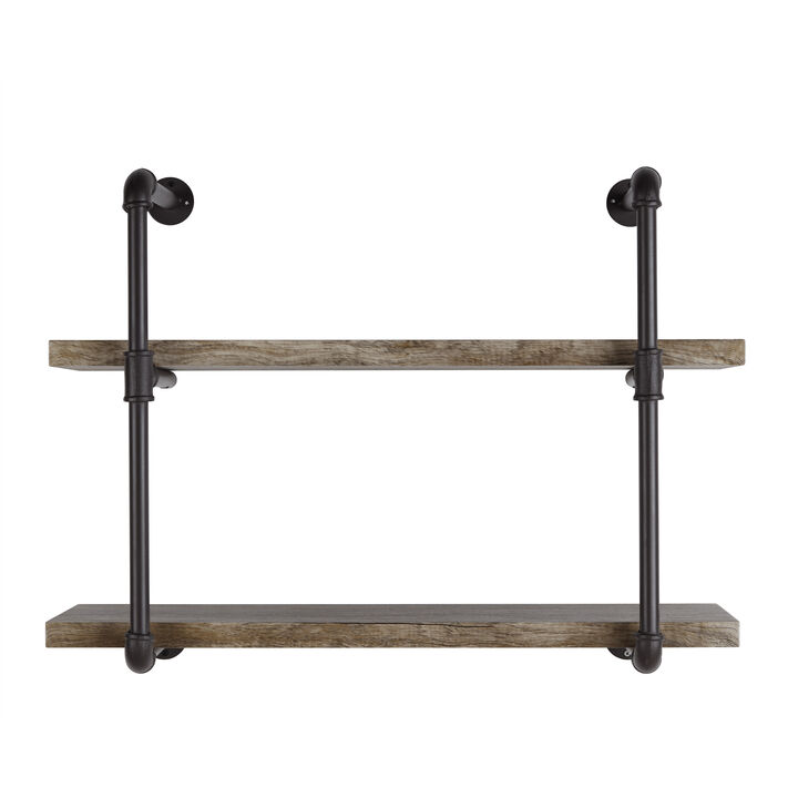 Two Tier Industrial Pipe Wall Shelf