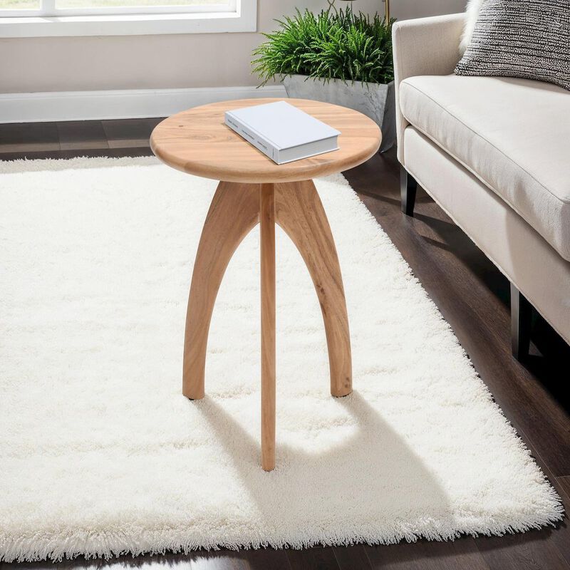 Jofran Aero Curved Space Age Round Mid-Century Modern Solid Wood Accent End Table