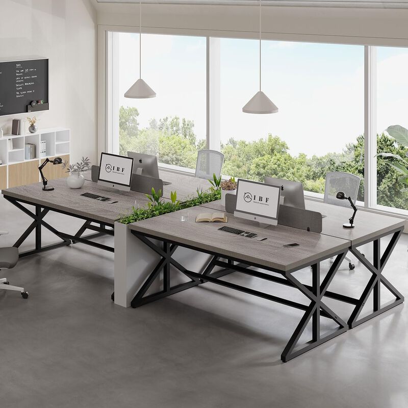 Top True Wood Computer Desk, Modern Writing Desk with Metal Frame for Home Office image number 6