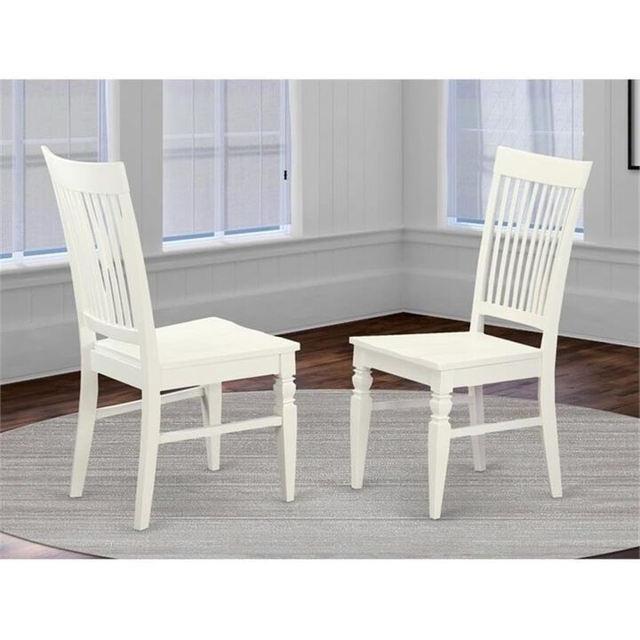 Weston Dining Wood Seat Dining Chair with Slatted Back in in Linen White Finish, Set of 2