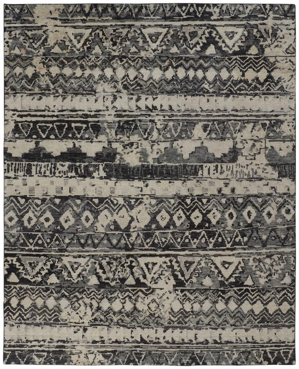 HomeRoots Wool Geometric Hand Knotted Area Rug