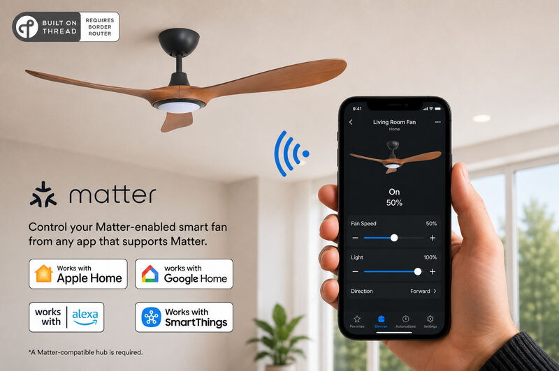 ENLIGHT 56" Smart DC Ceiling Fan with Light, IP66 Outdoor/Coastal Rated, Matter Smart Home Integration, 3 Blades image number 2