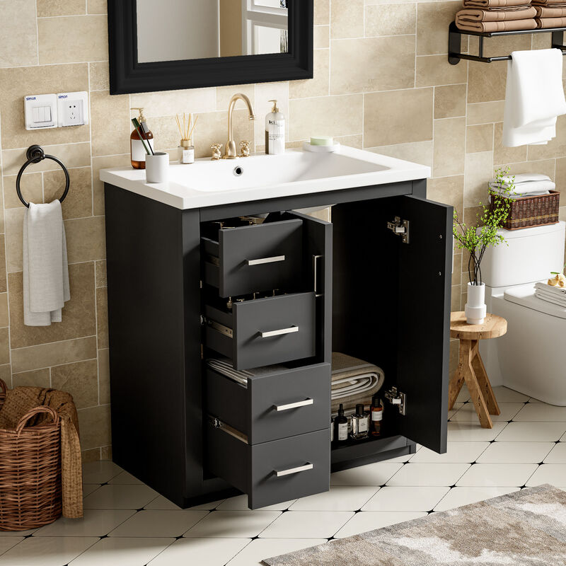 ELEMENT ACE Modern 30-Inch Bathroom Vanity with Ceramic Sink Combo and Storage Cabinet image number 3