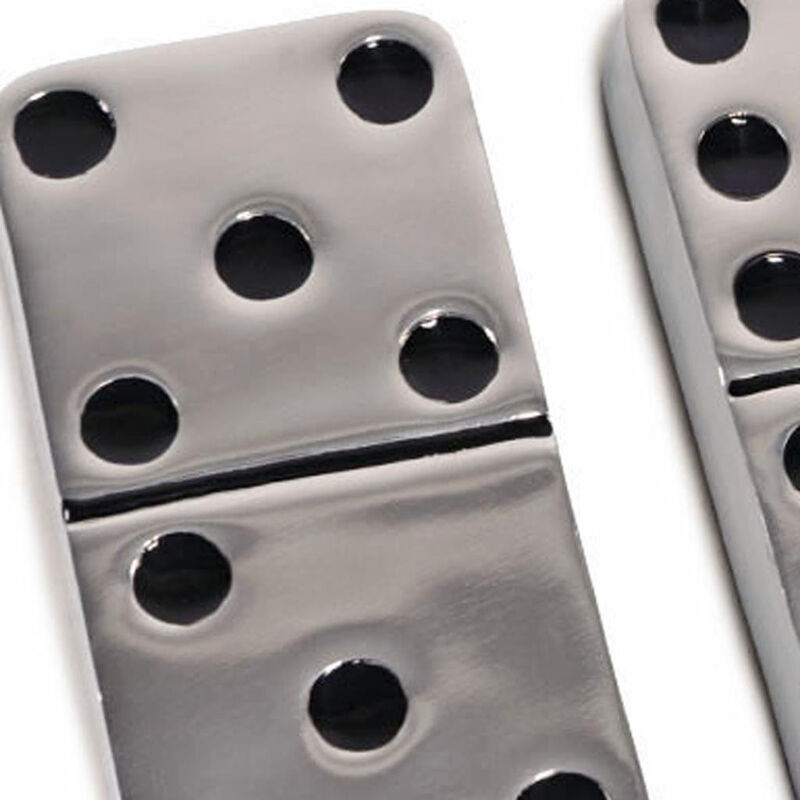 HomeRoots Set of Three Silver And Black Decorative Dominoes image number 3