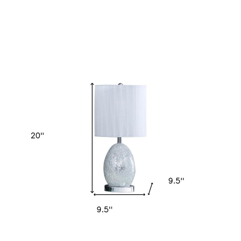 Hivvago 20" White Luster Mirrored Glass Table Lamp With Night Light