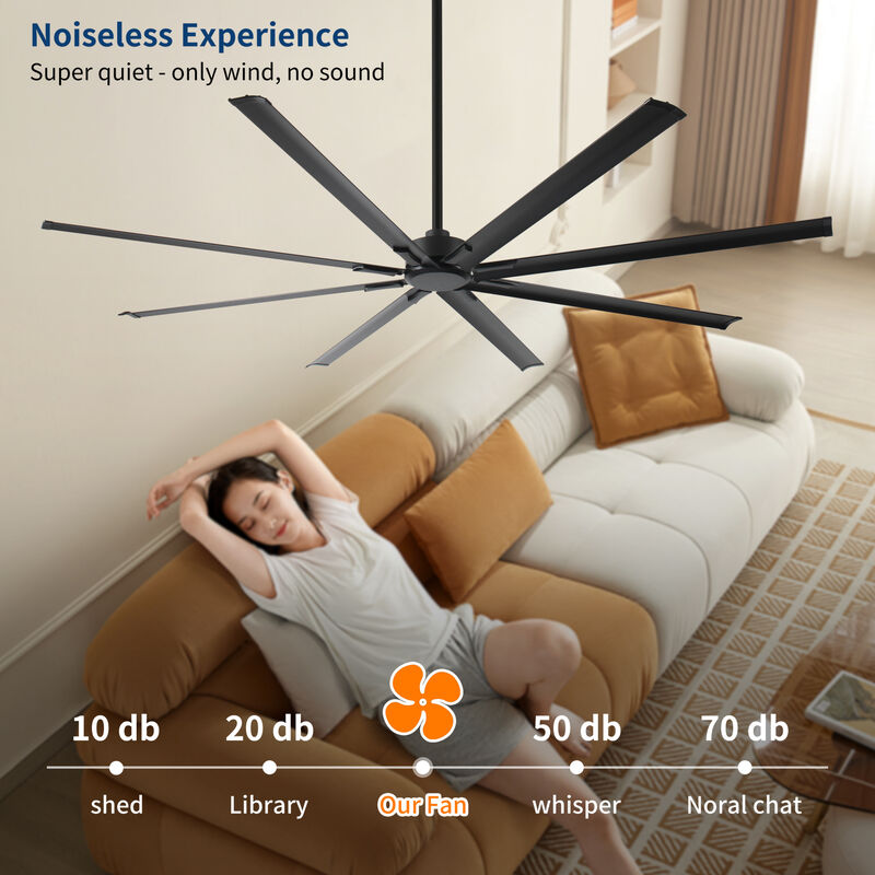 ELEMENT ACE 96 Inch Large Industrial DC Motor Ceiling Fan with 8 Reversible Blades, Remote Control for Home Porch Garage Shop and Commercial Space Use image number 5
