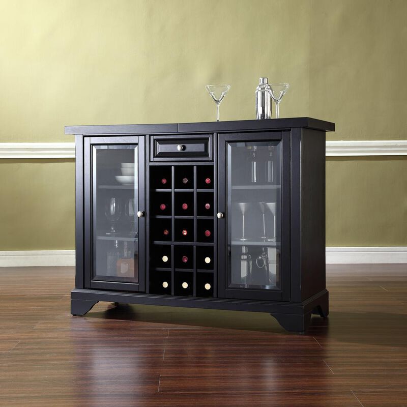 Crosley Furniture Lafayette Sliding Top Bar Cabinet Black