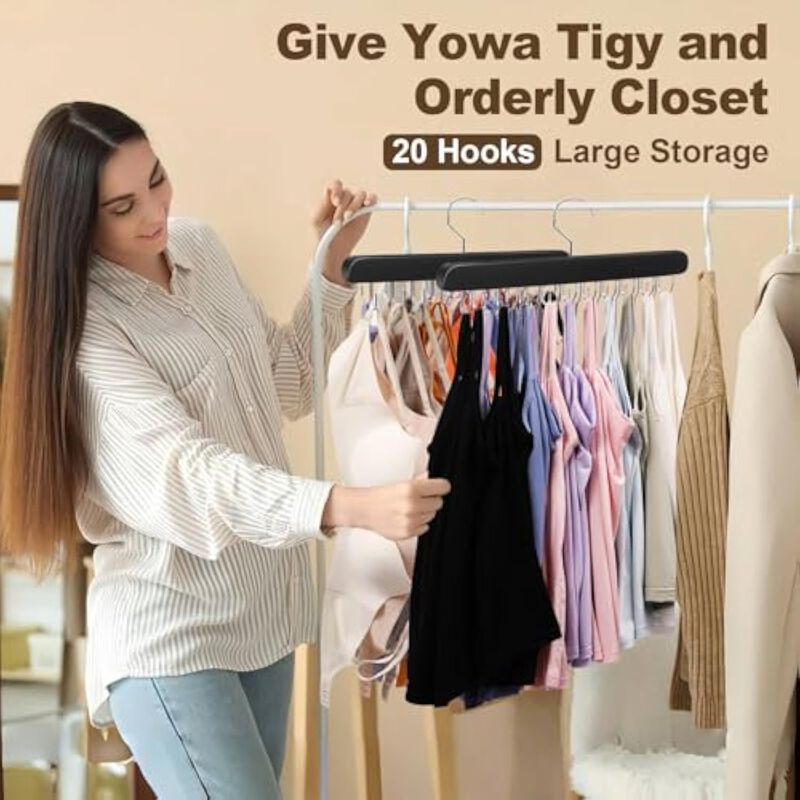 Clothes Hangers 2 Pack | Space-Saving Shirt Organizer with Non-Slip Design Black image number 3