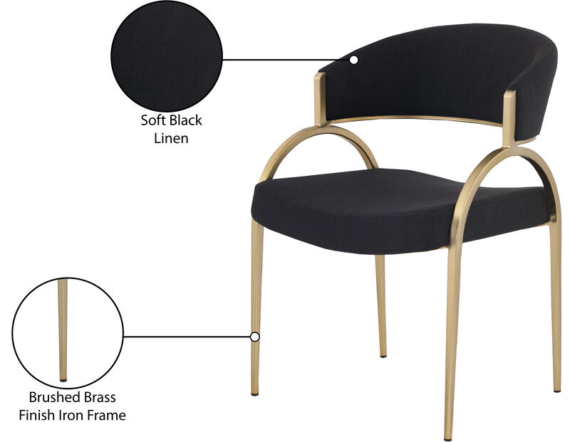 Meridian Furniture Privet Black Linen Textured Fabric Dining Chair, Set of 2 image number 6