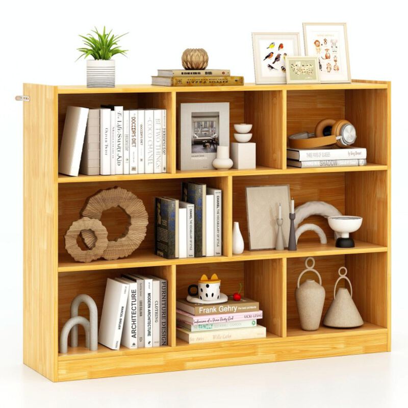 Hivvago 3-Tier Open Bookcase 8-Cube Floor Standing Storage Shelves