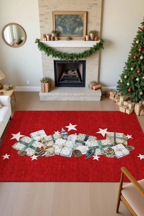 Merry & Bright MY27 Red 5' x 7'6" Rug