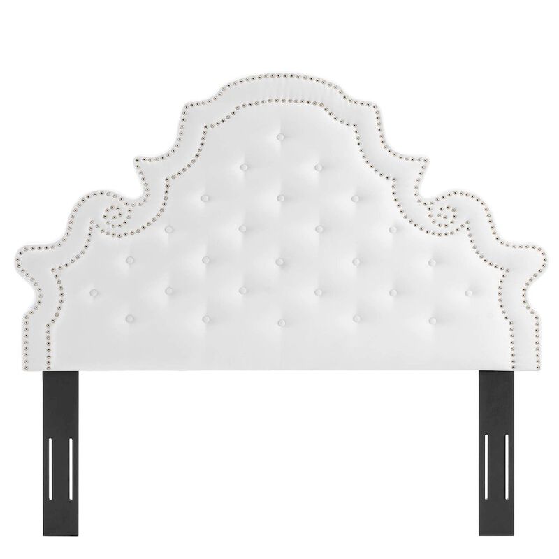 Modway Gwyneth Tufted Performance Velvet Twin Platform Bed in White with Gold Metal Legs image number 7