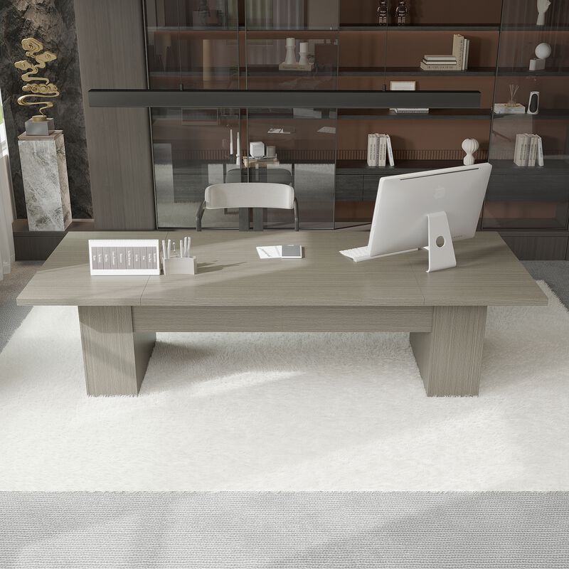 Conference Table, 118.1 L x 47.2 W x 29.5 H Inches Large Meeting Table Podcast Table for 10 People, Wooden Seminar Training Table for Office Business