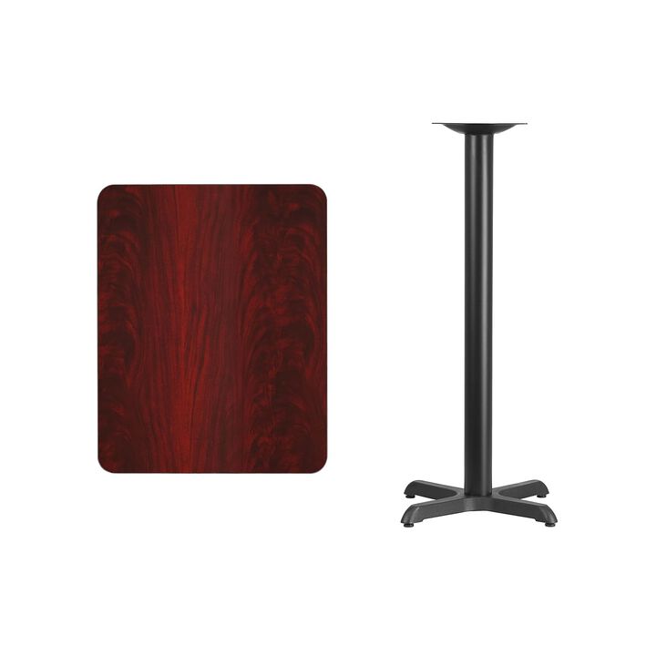 Flash Furniture Stiles 24'' x 30'' Rectangular Mahogany Laminate Table Top with 22'' x 22'' Bar Height Table Base