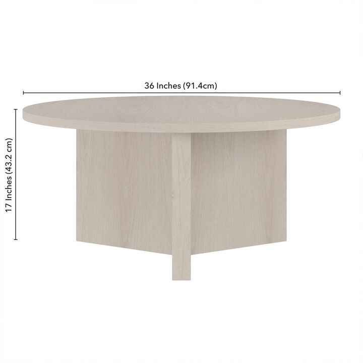 Hudson&Canal Anders 36 Wide Round Coffee Table in Alder White