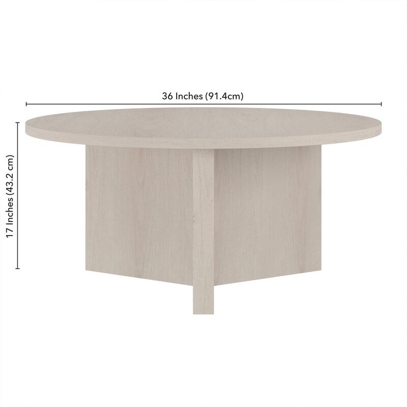 Hudson&Canal Anders 36 Wide Round Coffee Table in Alder White