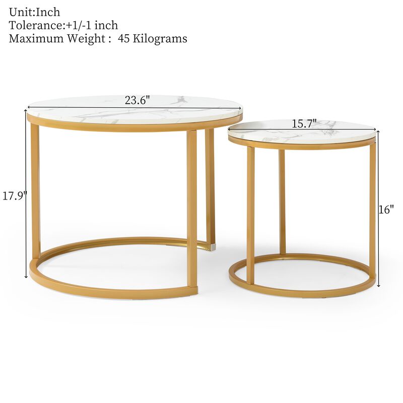 GOODSILO Set of 2 Nesting Coffee Tables Flexible Separable Combined Design for Living Room Bedroom Apartment Small Space Use as Side Table Nightstand Display Shelf image number 1