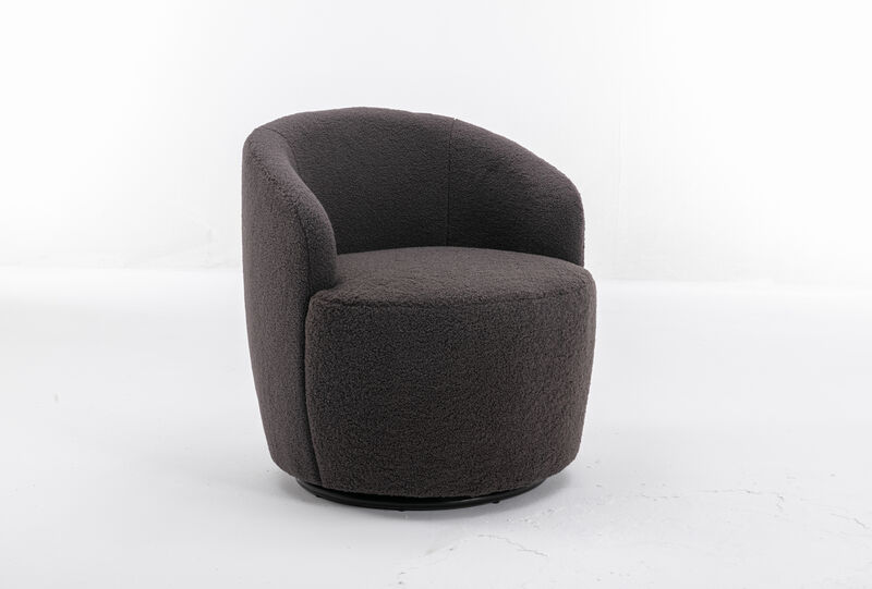 Streamdale Teddy Swivel Barrel Armchair with Metal Ring, Dark