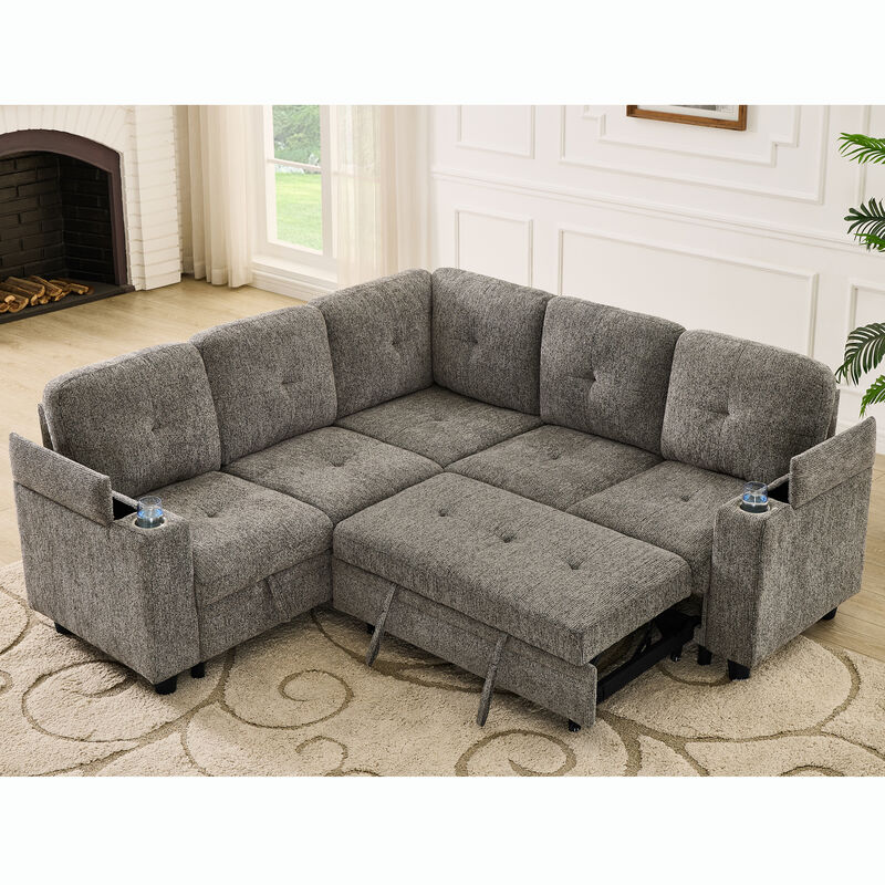 Foje L‑Shaped Convertible Sectional Sleeper Sofa image number 2