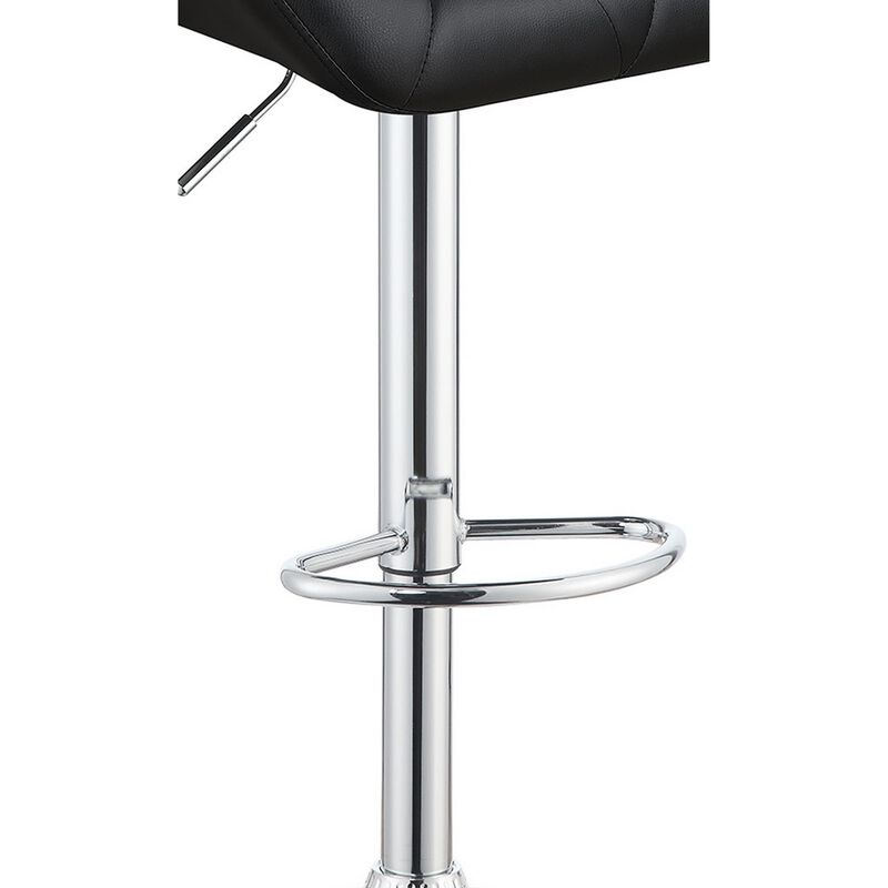 Adjustable Diamond Bar Stool with Chrome Base, Black ,Set of 2