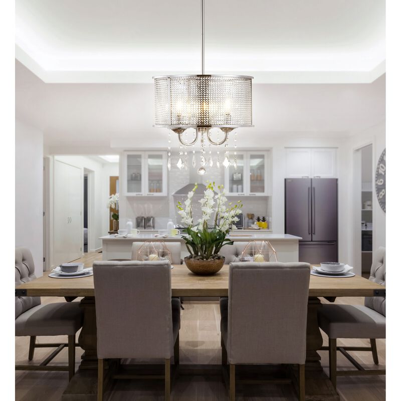 Avah Metal/Crystal Adjustable LED Drop Chandelier