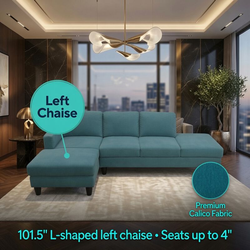 Vesnex Fabric L‑Shaped Left Chaise Sectional Sofa image number 2