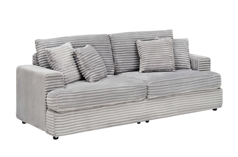 Merax Corduroy Sofa Couch with 4 Matching Toss Pillows
