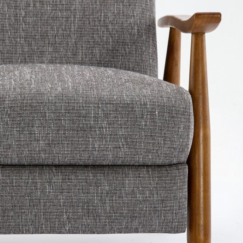 Comfort Pointe Terni Wood Arm Push Back Recliner in Performance Fabric - Ashen Grey