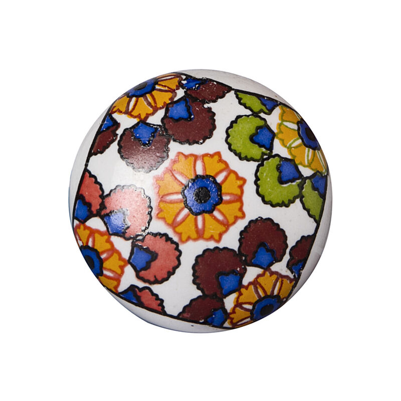 HomeRoots Set of Eight Blue And Orange Ceramic And Metal Drawer Pull Knobs image number 0