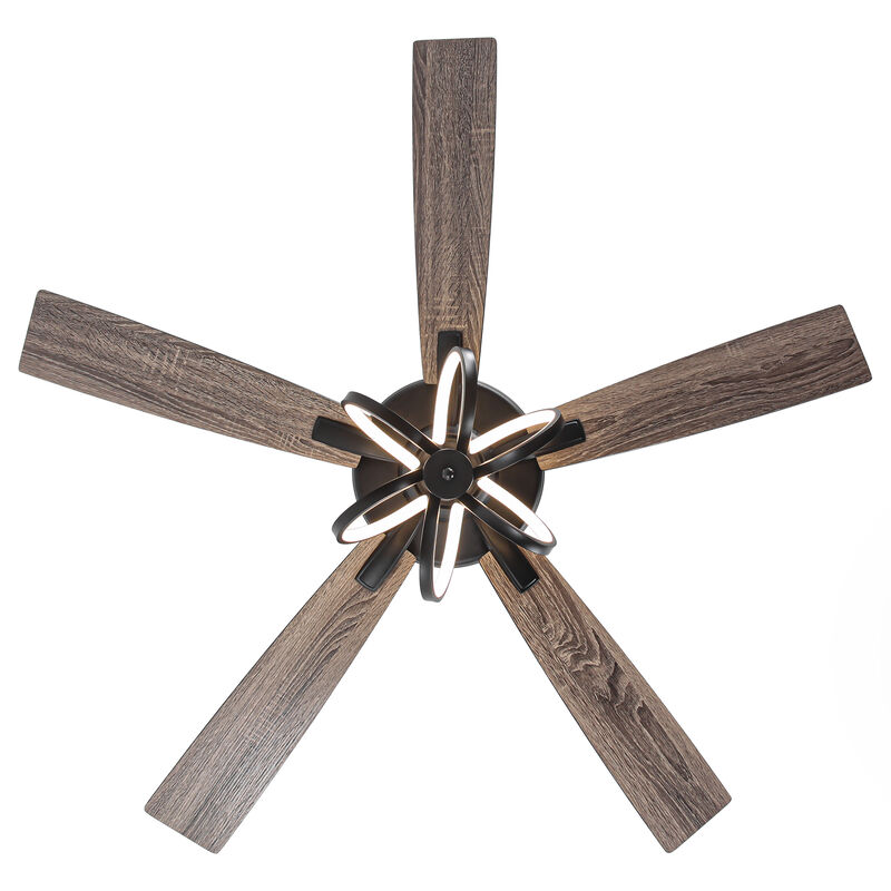 52 in. Matte Black Reversible Blades Ceiling Fan with Light and Remote