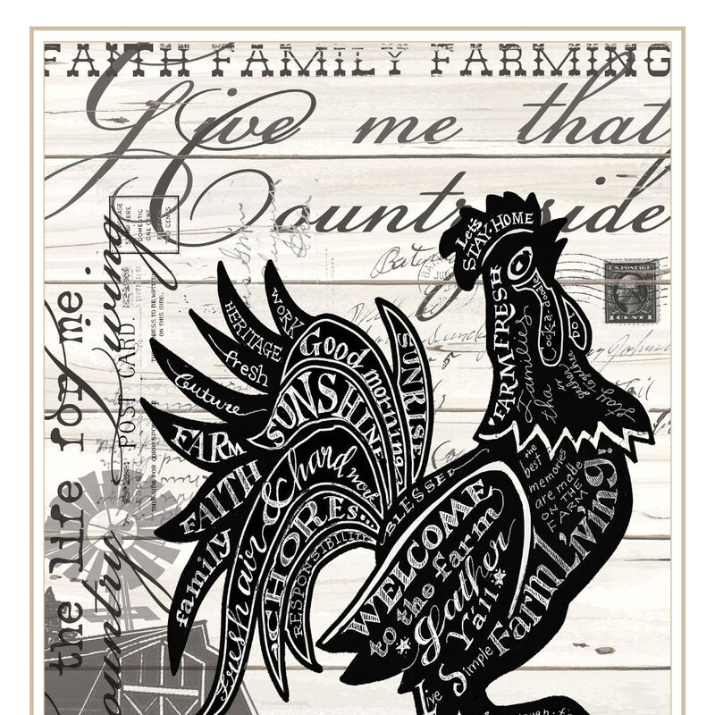 HomeRoots Faith Family Farm Rooster White Framed Wall Art image number 2