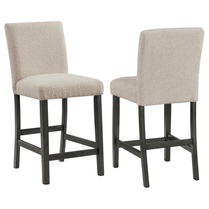 Alora Counter Height Dining Chair Set of 2, Beige Boucle, Charcoal Gray - Benzara