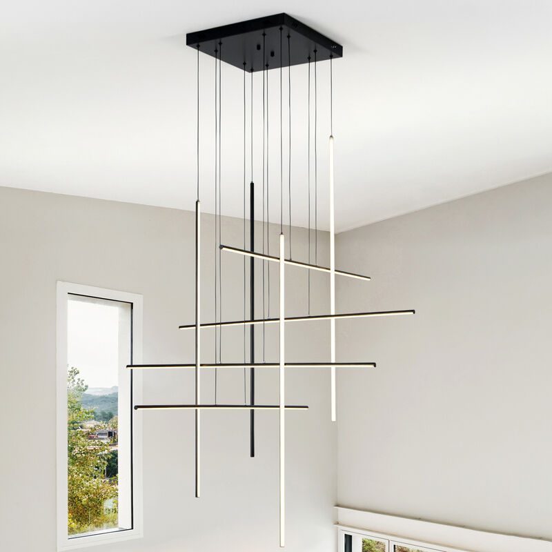 8 - Light Modern Chandelier Long Hanging Pendant for High Ceiling image number 6