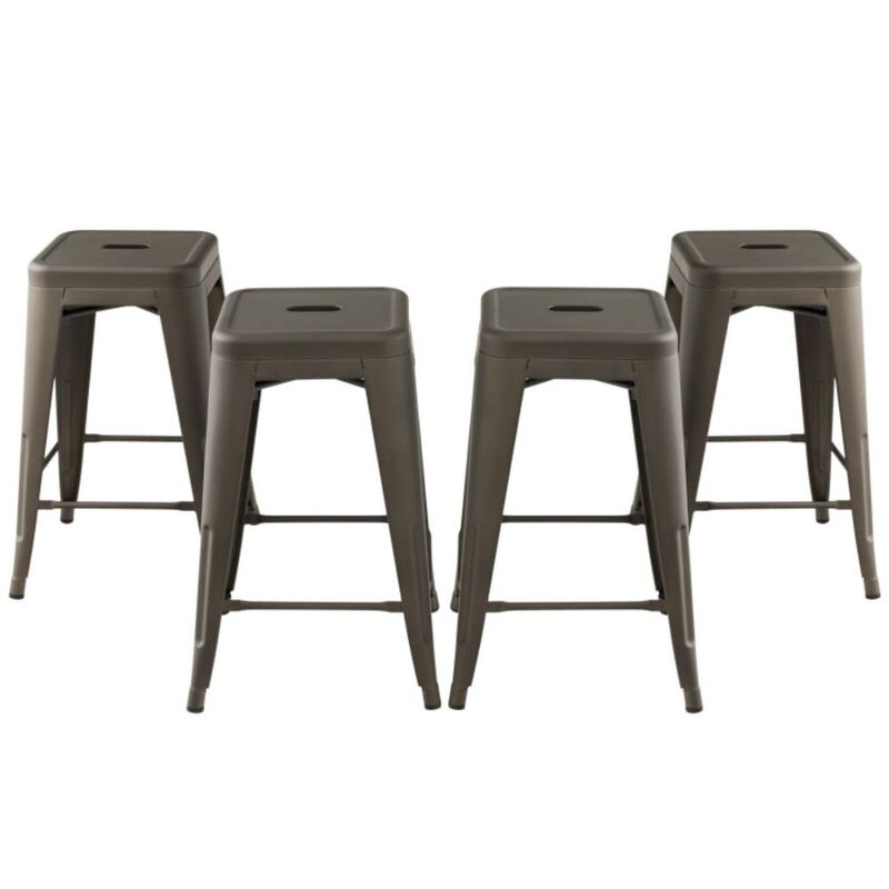 Hivago 24 Inch Set of 4 Counter Height Barstool Stackable Chair image number 2