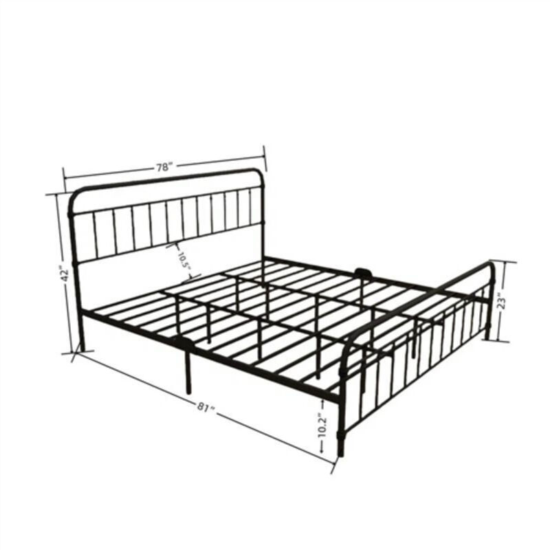 Metal Platform Bed Frame with Rounded Headboard Footboard