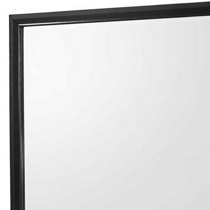 Rectangular Wooden Frame Dresser Top Mirror, Black and Silver - Benzara
