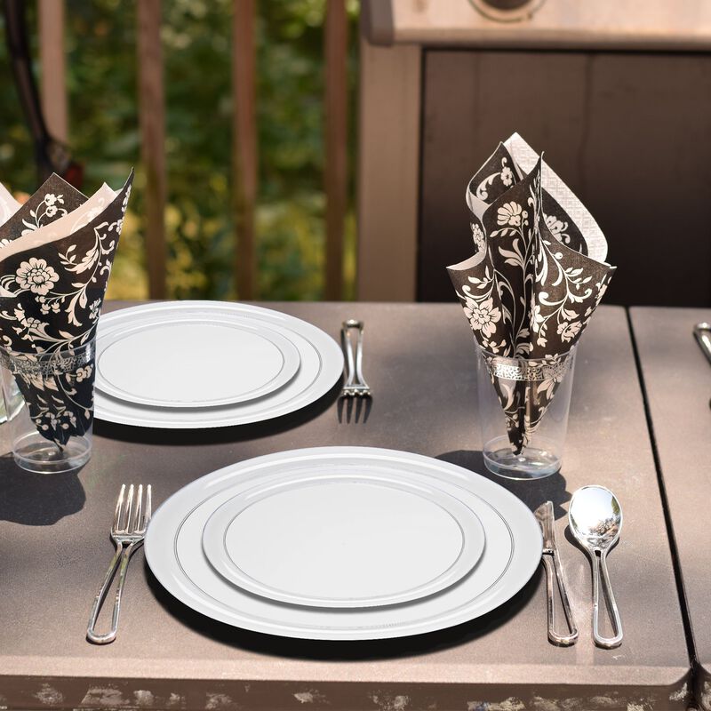 Clear Flat Round Plastic Dinnerware Value Set (40 Sets) image number 8