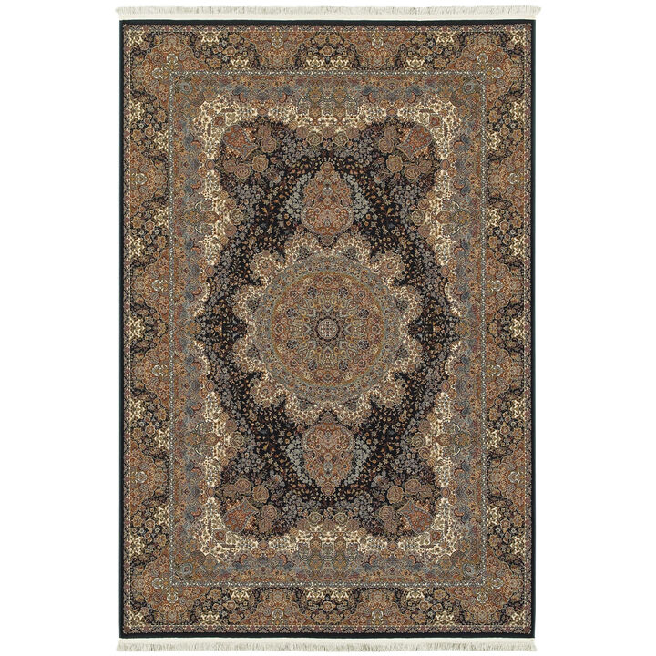 HomeRoots Medallion Area Rug With Fringe