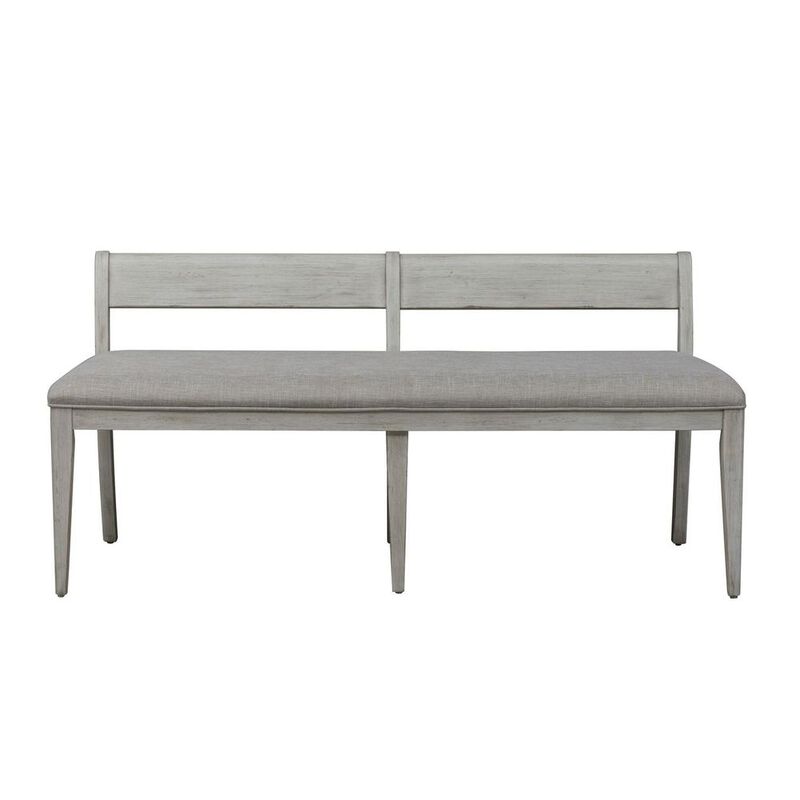 Liberty Furniture Farmhouse Reimagined Upholstered Bench (RTA) in Antique White w/ Chestnut Top image number 4