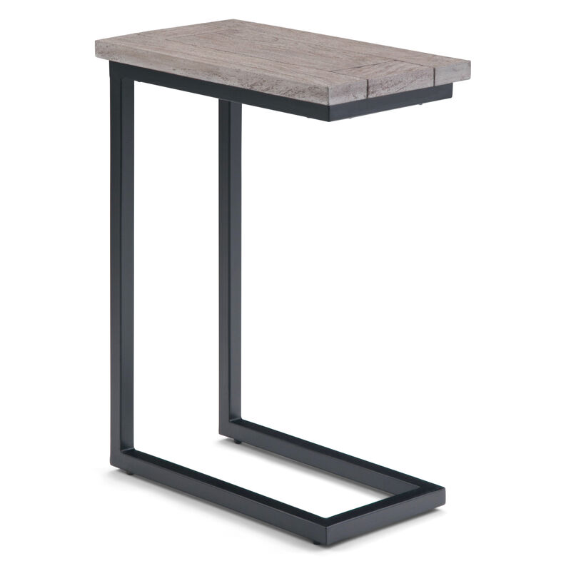 Skyler 18 inch Wide Solid Mango/Metal Industrial C Side Table in Birch/Black, Assembled image number 0