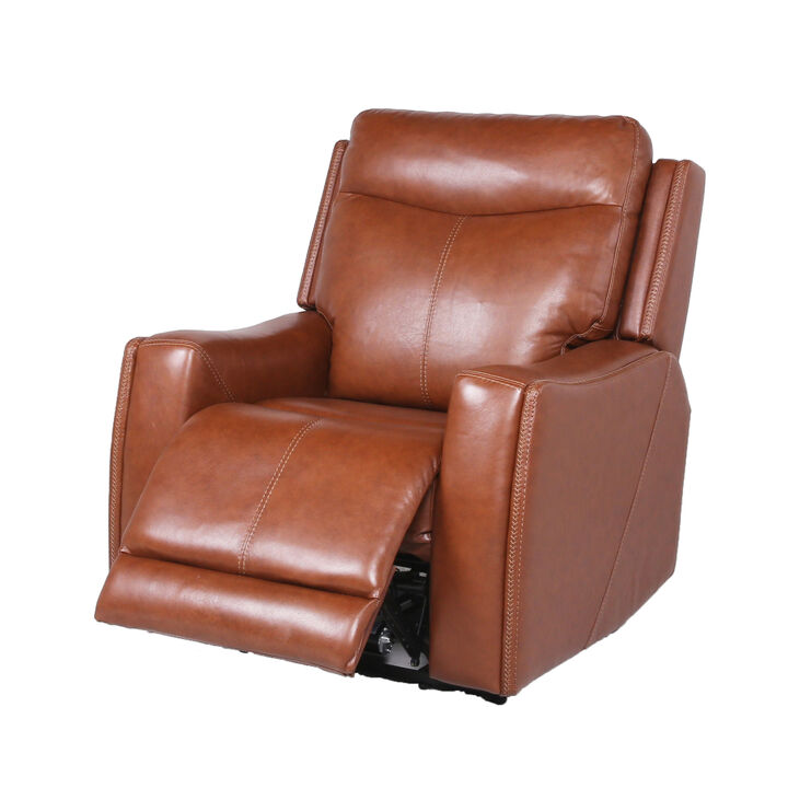 Contemporary Leather Recliner - Top-Grain Seating, Power Headrest, Power Footrest, USB Charging