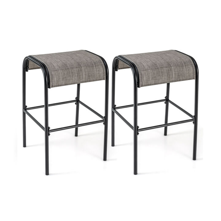 Patio Metal Bar Stools with Curved Fabric Seat – Stylish Outdoor Seating for Bars and Kitchens