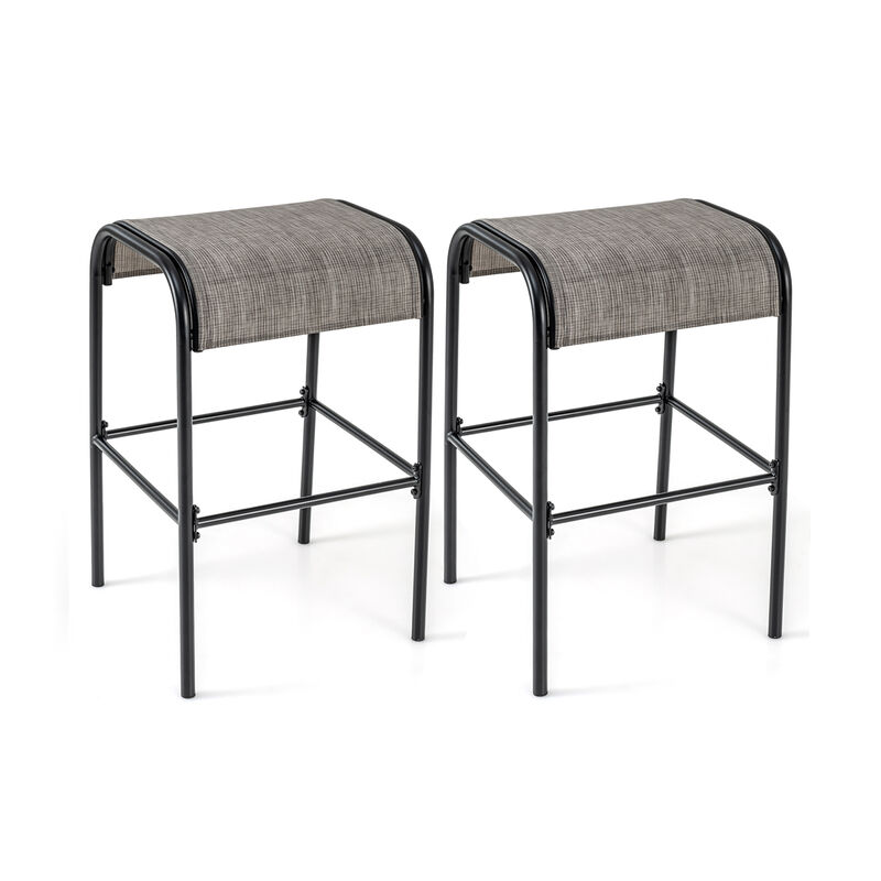 Patio Metal Bar Stools with Curved Fabric Seat – Stylish Outdoor Seating for Bars and Kitchens