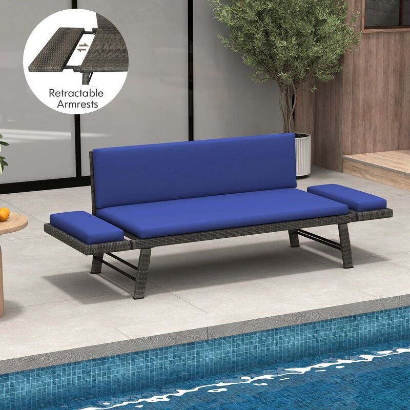 Mondawe Outdoor Convertible Sofa Daybed with Adjustable Armrests for Balcony