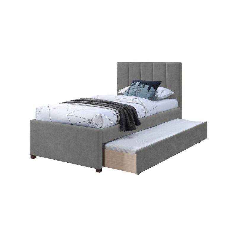Meridian Furniture Hudson Grey Vegan Leather Twin Trundle Bed