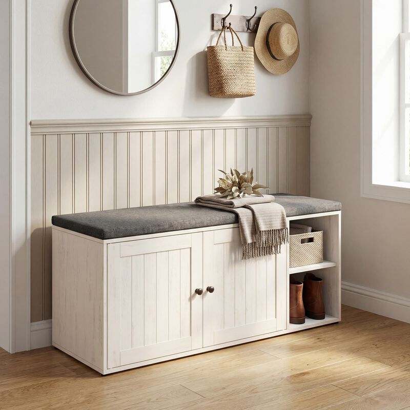 Storage Bench with Door Shoe Cabinet for Entryway Organization image number 1