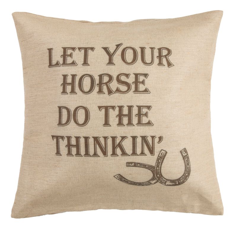 Burlap Horse Phrase Throw Pillow image number 0