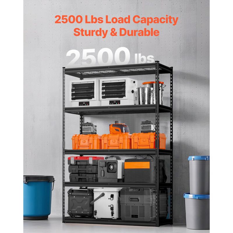 5 Tier Heavy Duty Metal Shelving 2500 Lbs Adjustable Garage Utility Rack image number 4